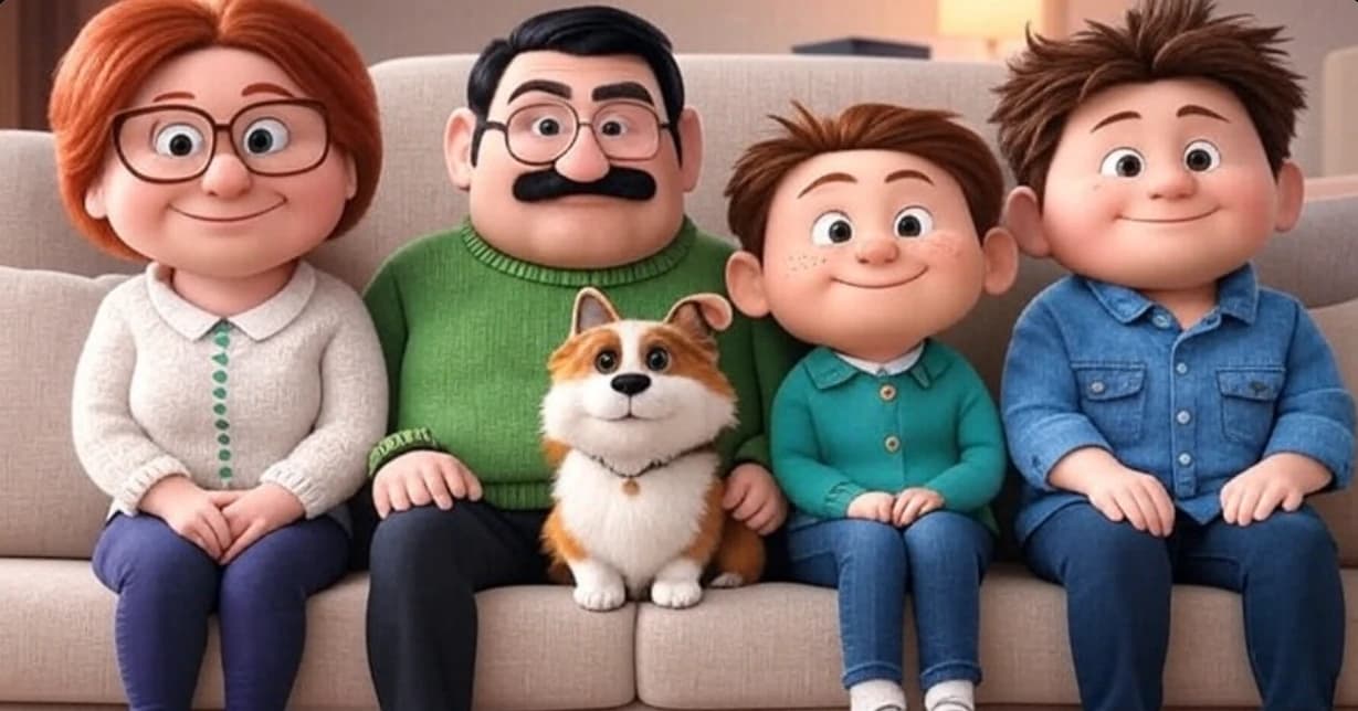 A happy family using a laptop to compare deals online