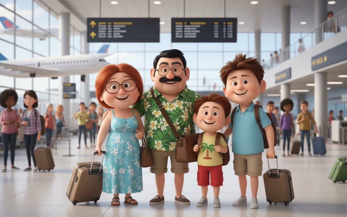 Family in airport